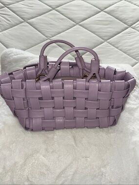 Anthropologie Woven Top-Handle Shoulder Bag in Lavender with detachable strap